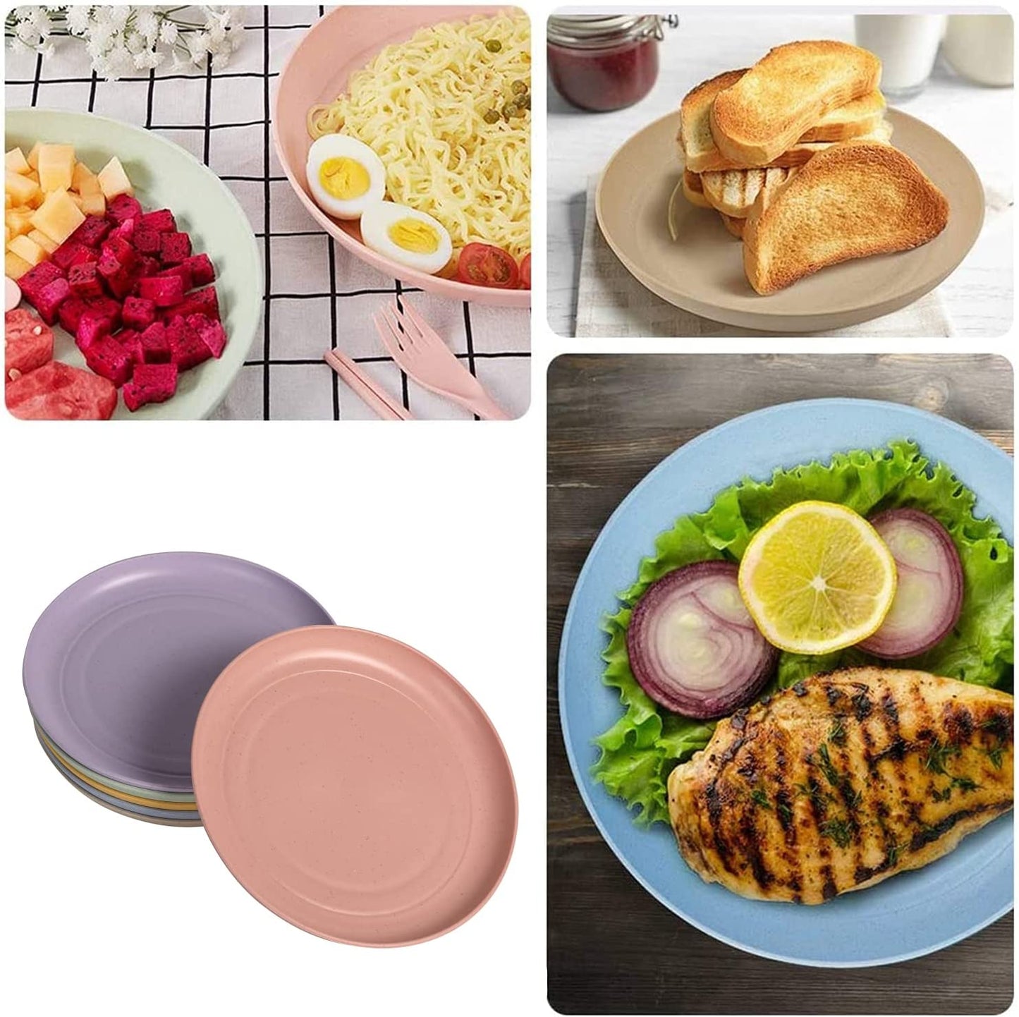 Lightweight Wheat Straw Plates Unbreakable Dinner Dishes Plates Set Dishwasher & Microwave Safe (Small 6 Pack 5.9')
