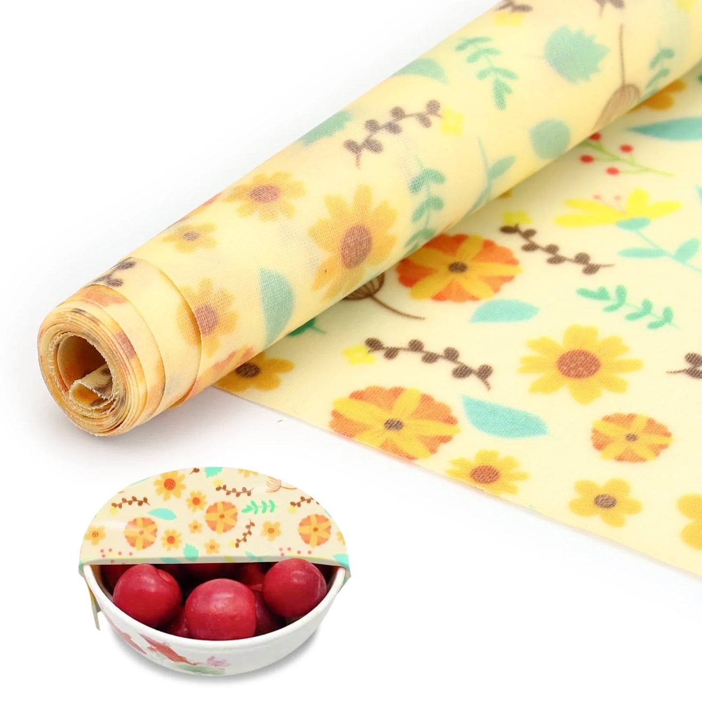 Beeswax Wraps for Food, Large 39.4’’ X 13’’ Beeswax Wrap Roll, Reusable Beeswax Paper Food Wrap for Bread Sandwich Wrapper Bowl Covers, Sunflower