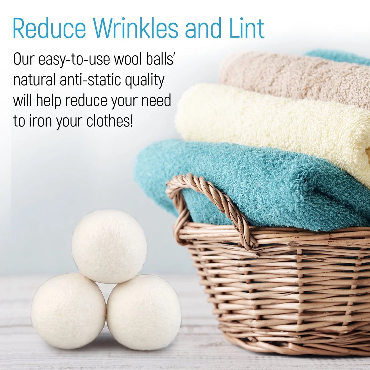 100% Wool Dryer Balls, All Natural Eco-Friendly Reusable Fabric Softener, 3 Balls Included