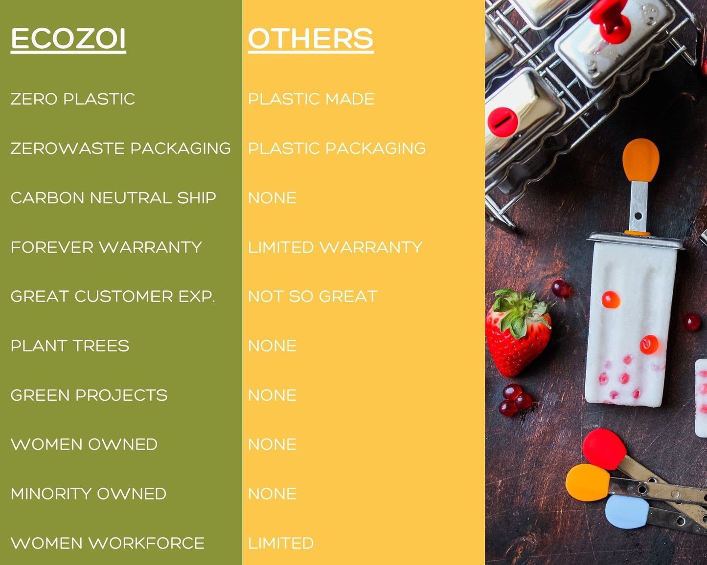 Ecozoi Stainless Steel Popsicle Molds and Rack