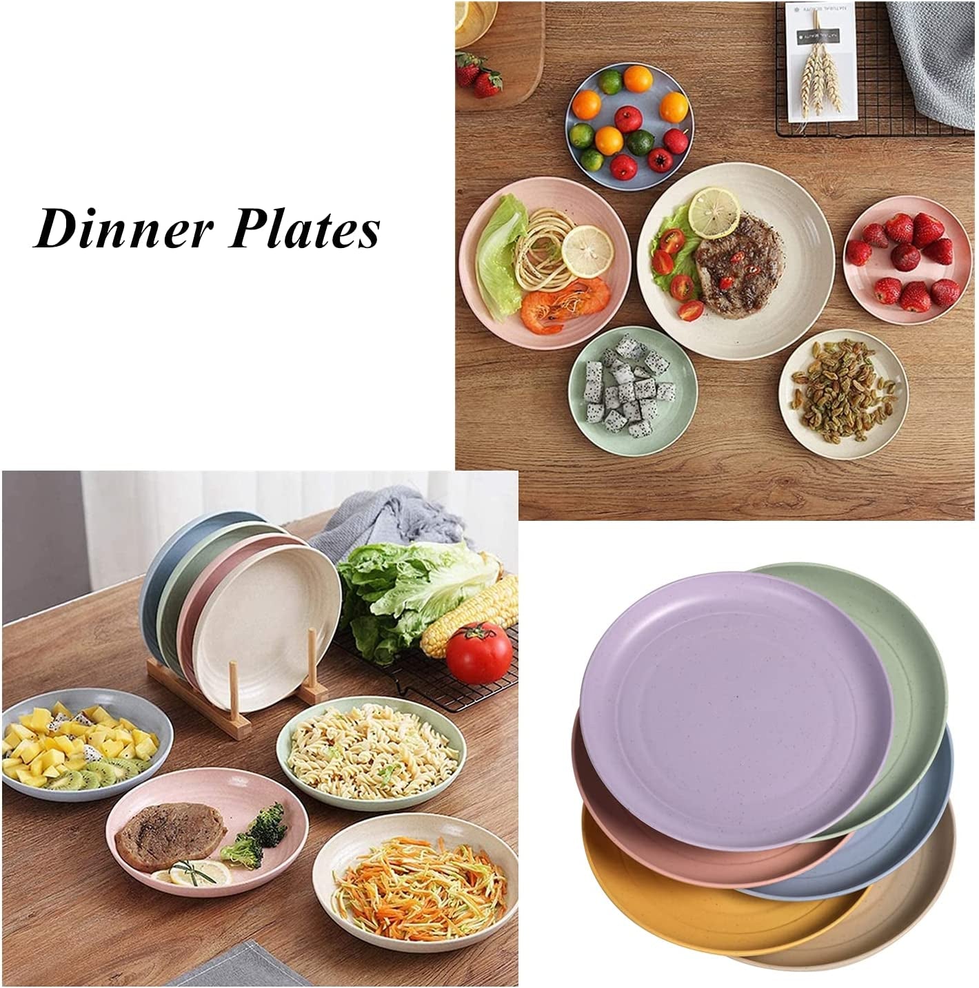 Lightweight Wheat Straw Plates Unbreakable Dinner Dishes Plates Set Dishwasher & Microwave Safe (Small 6 Pack 5.9')
