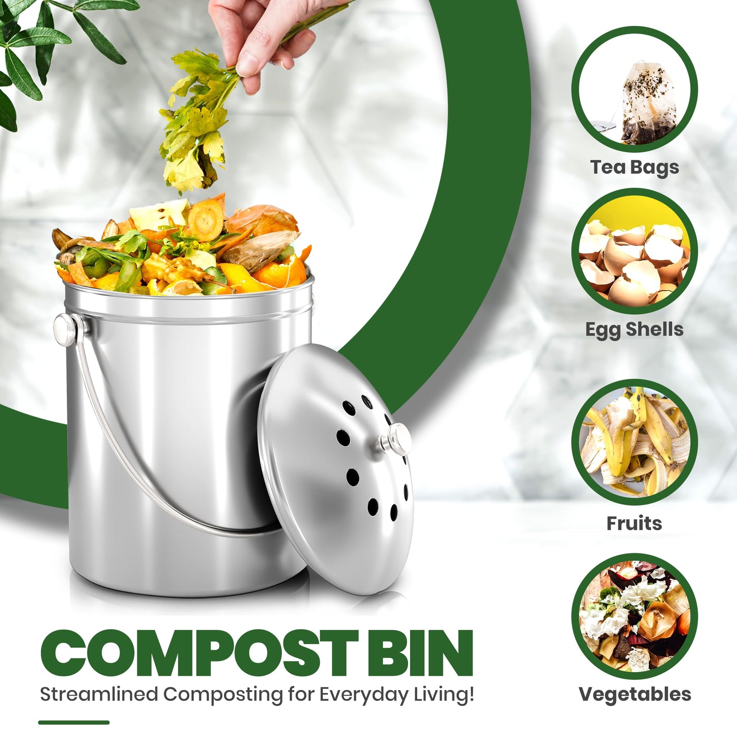 Utopia Kitchen Compost Bin for Kitchen Countertop
