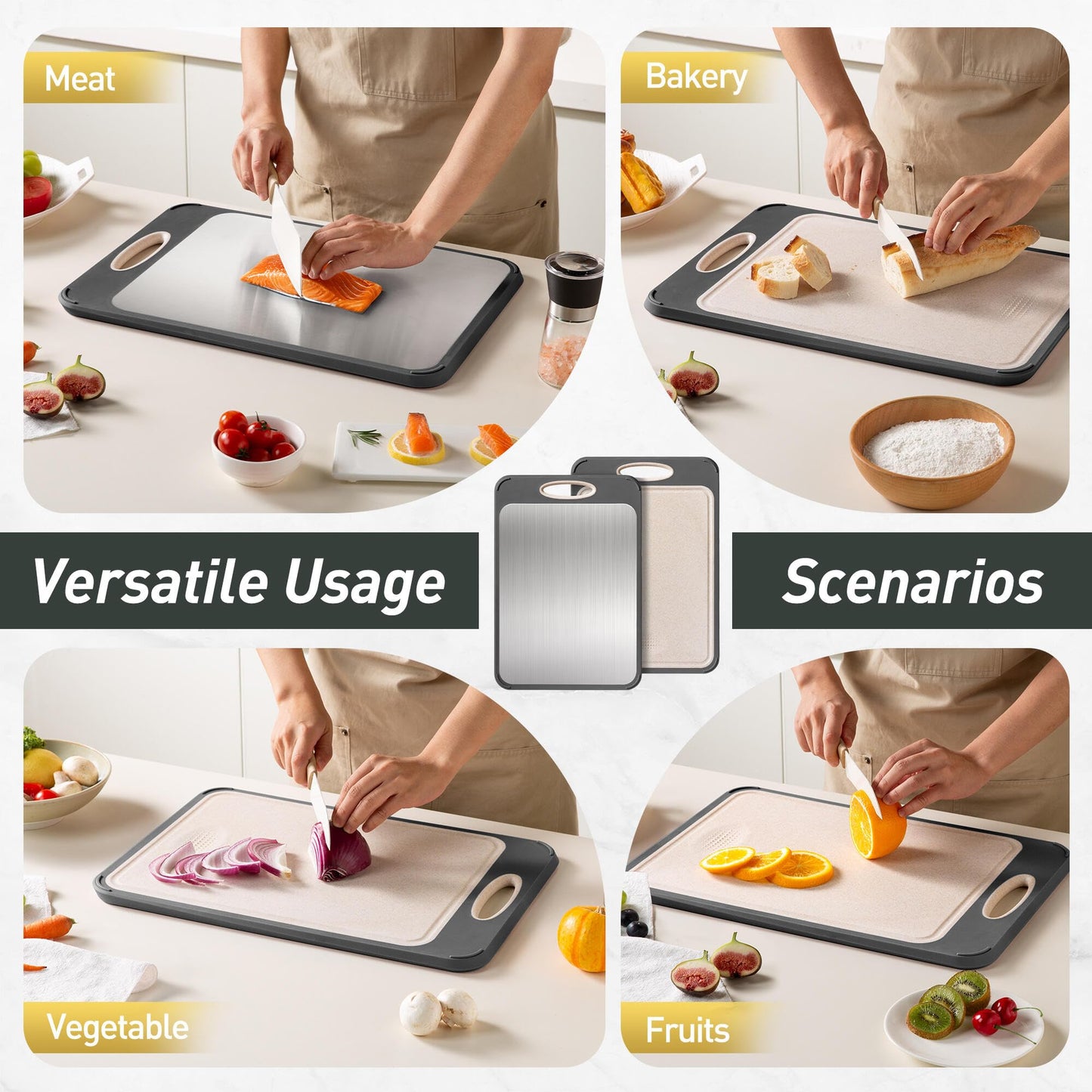 2 in 1 Stainless Steel Cutting Board