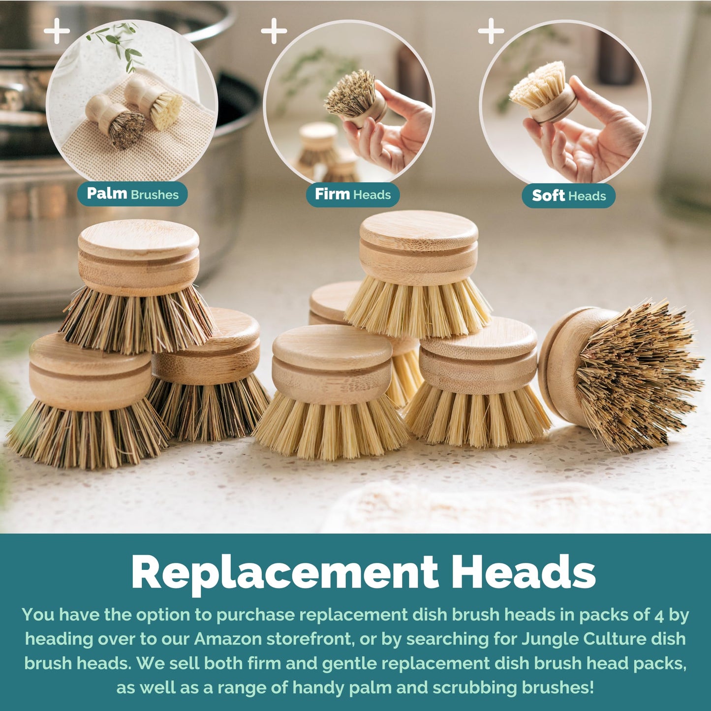 Jungle Culture® 6 Piece Natural Dish Brushes