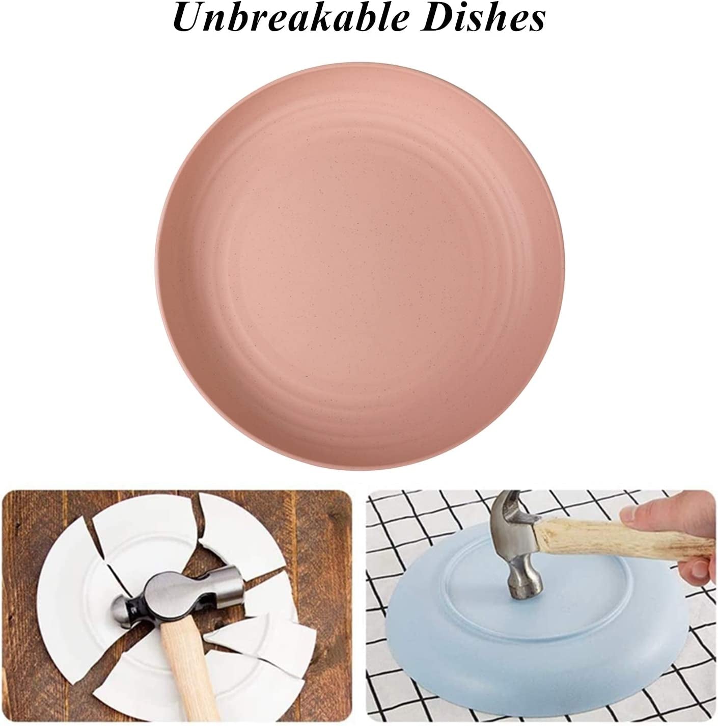 Lightweight Wheat Straw Plates Unbreakable Dinner Dishes Plates Set Dishwasher & Microwave Safe (Small 6 Pack 5.9')