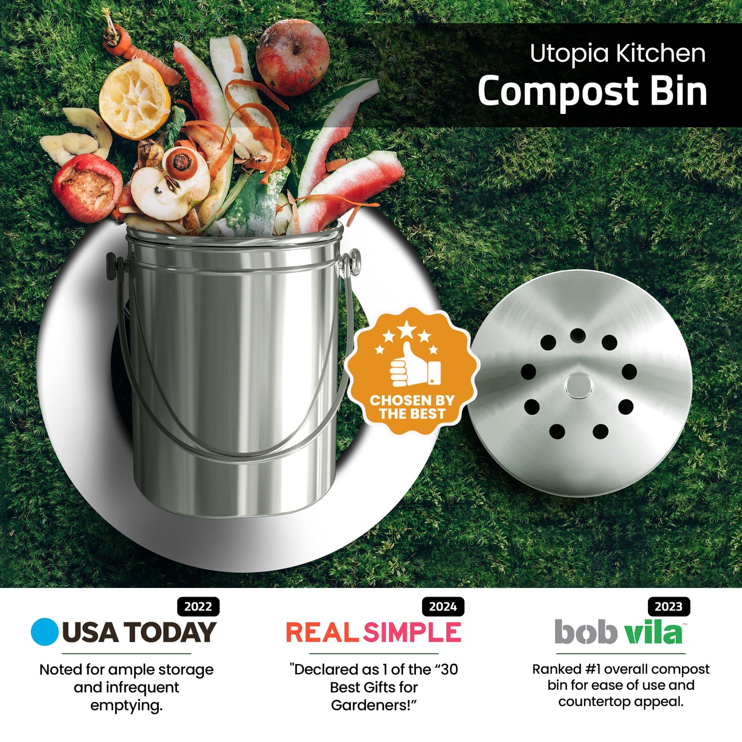 Utopia Kitchen Compost Bin for Kitchen Countertop