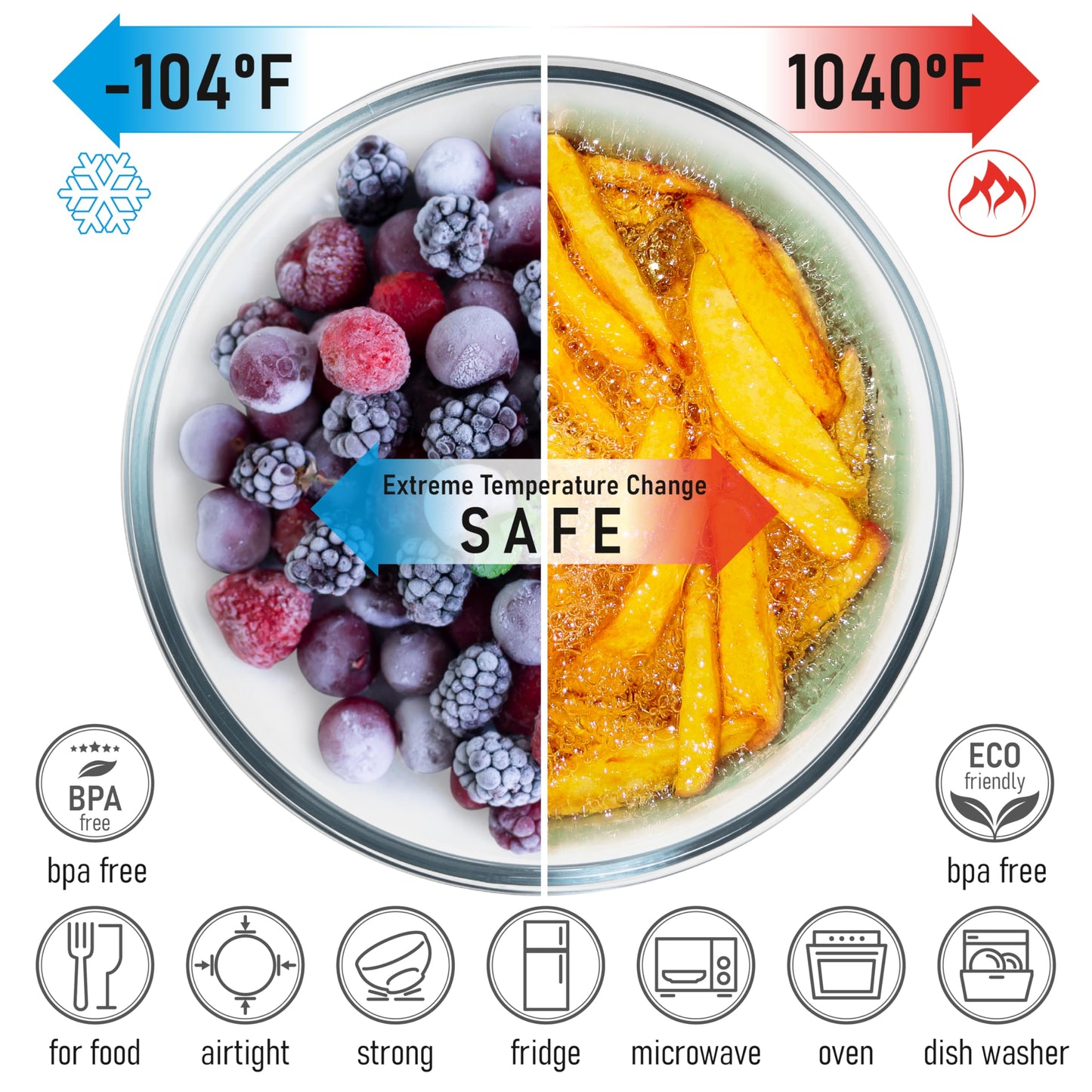 Stackable Space-Saving Set of 5 Nesting Glass Bowls with Acacia Lids