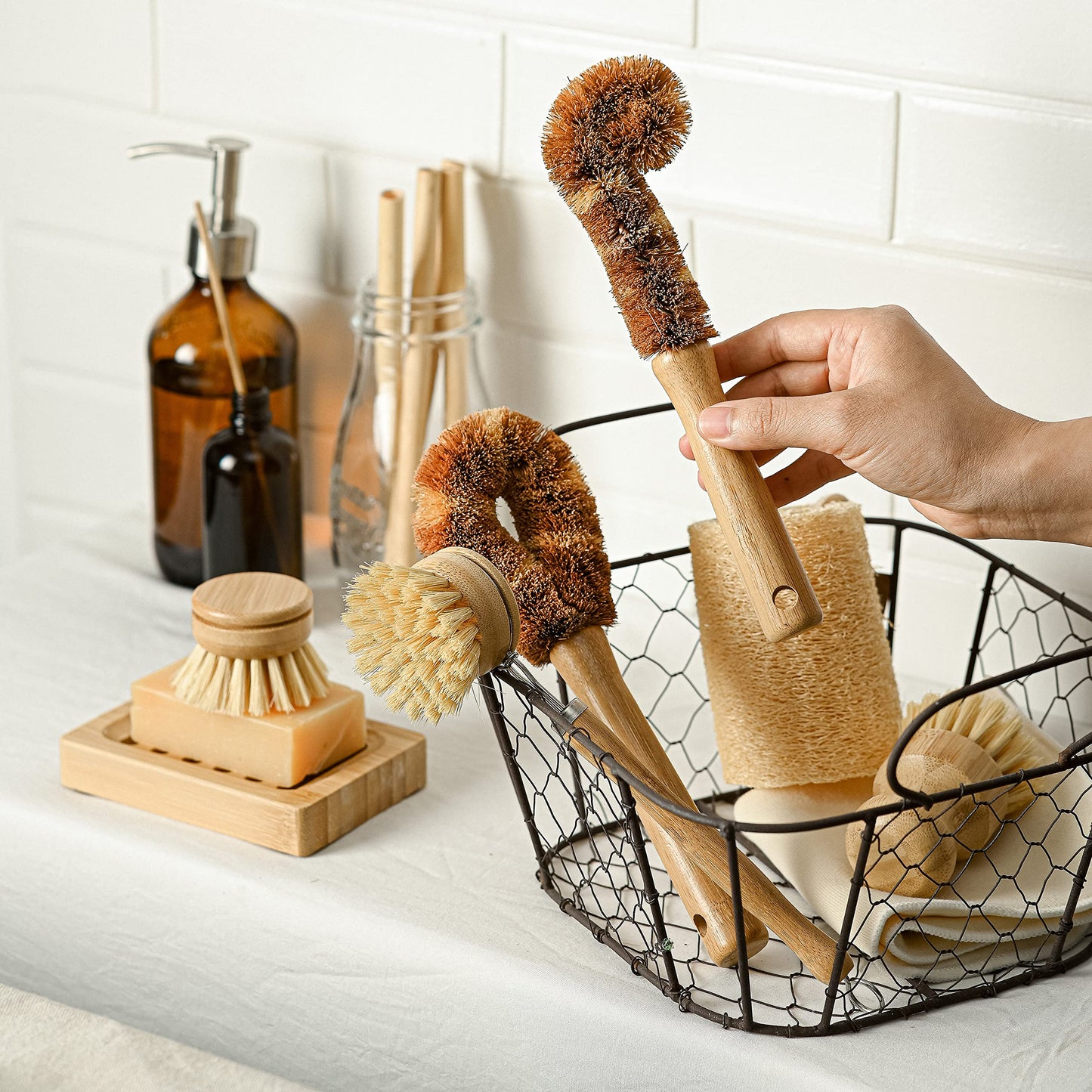 Jungle Culture® 6 Piece Natural Dish Brushes