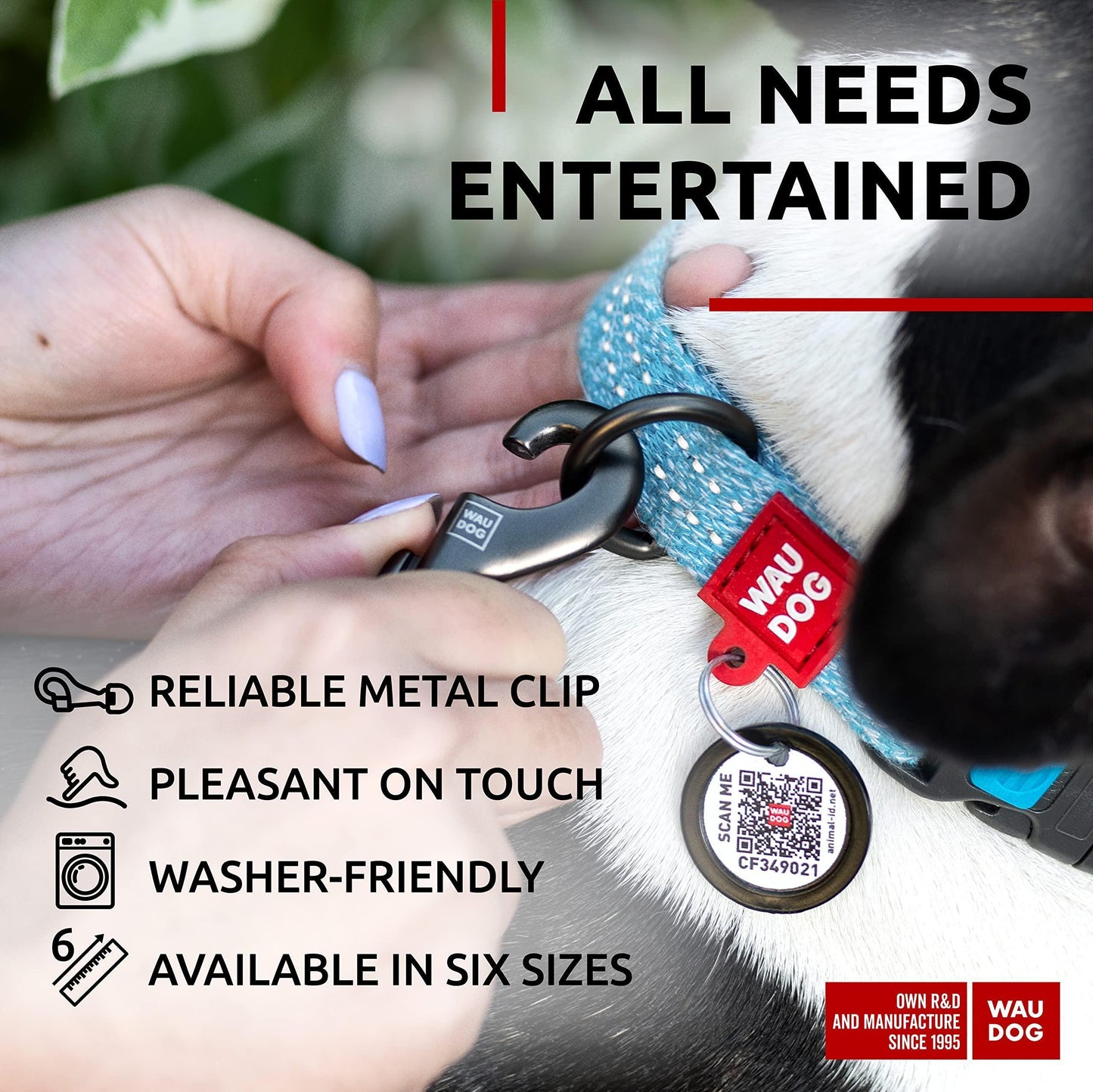 Recycled Cotton Dog Leash 10 Ft Blue Eco Friendly Collar for Medium Large Dogs