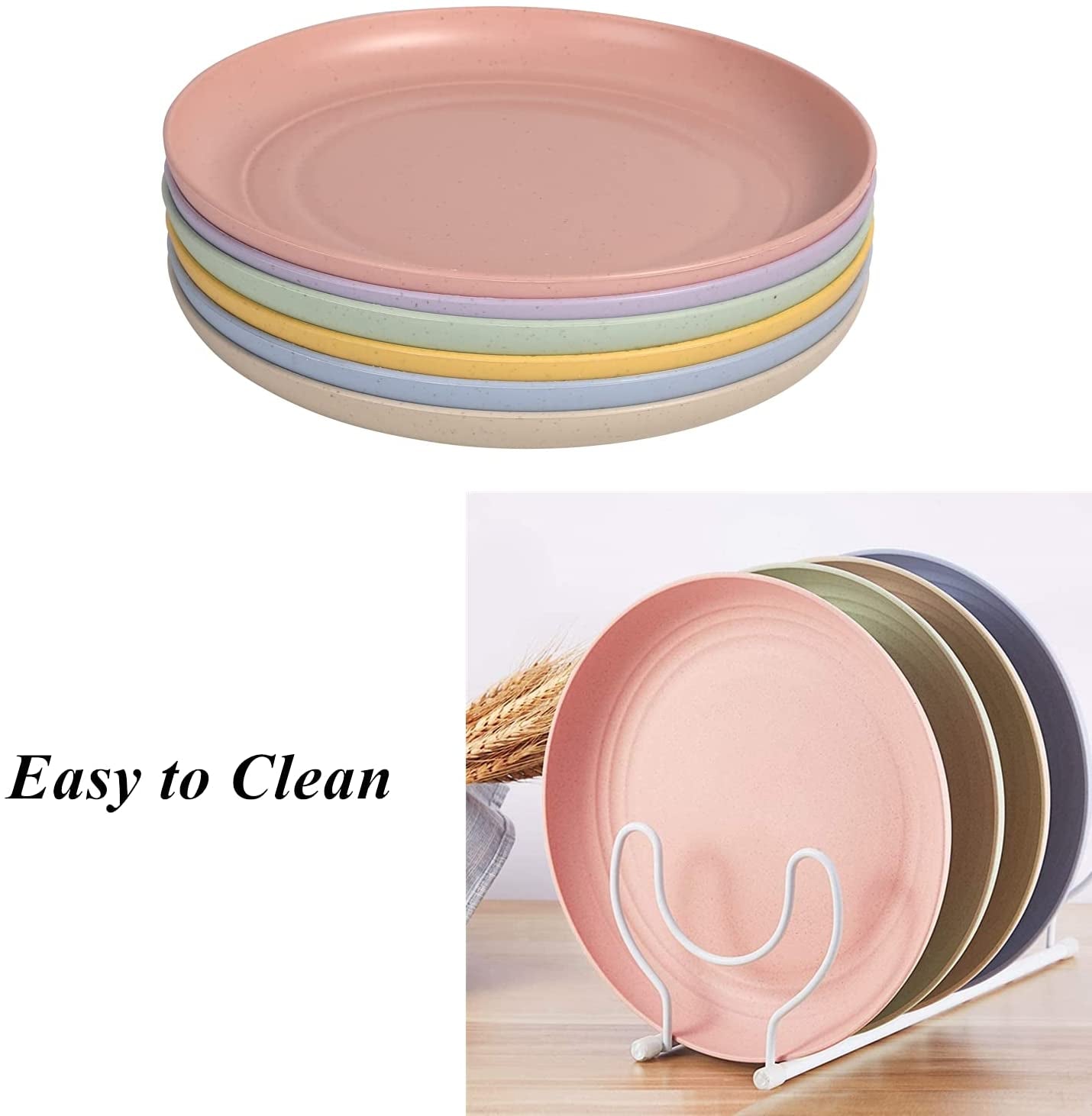 Lightweight Wheat Straw Plates Unbreakable Dinner Dishes Plates Set Dishwasher & Microwave Safe (Small 6 Pack 5.9')