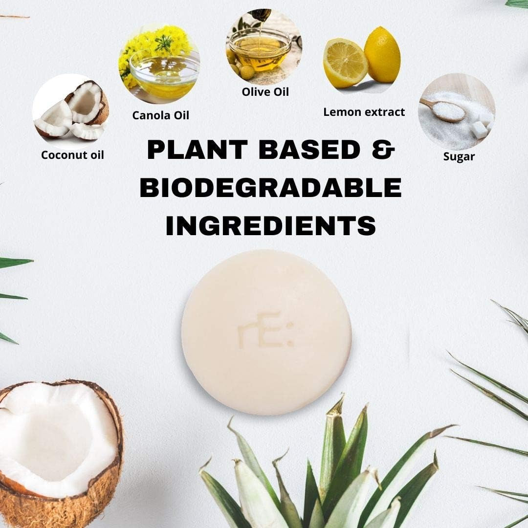 Eco-Friendly Dish Washing Soap Bar with Loofah Holder - Palm Oil Free, Zero Waste, Plastic Free, No Artificial Dyes or Fragrance (1, Unscented)