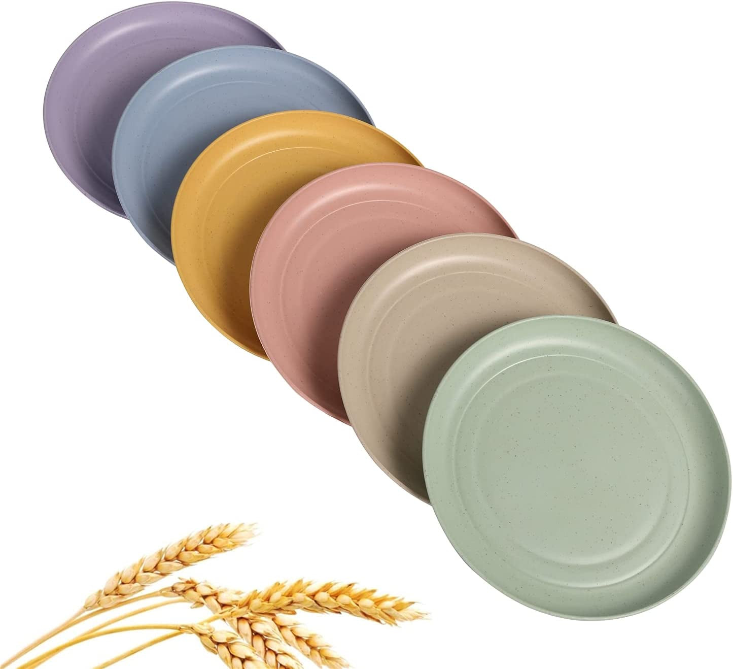 Lightweight Wheat Straw Plates Unbreakable Dinner Dishes Plates Set Dishwasher & Microwave Safe (Small 6 Pack 5.9')