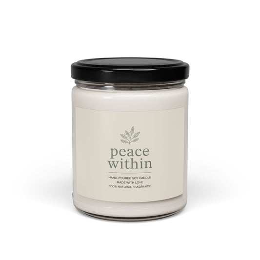 Peace Within Scented Soy Candle - Relaxing Aromatherapy, Home Decor, Gift for Wellness, Self-Care, and Meditation