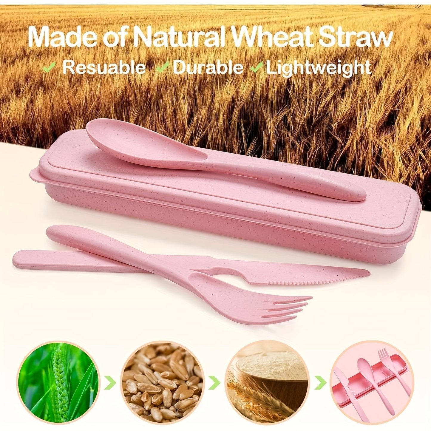 Sustainable Diet 4-Piece Eco-Friendly Cutlery Set Biodegradable Reusable