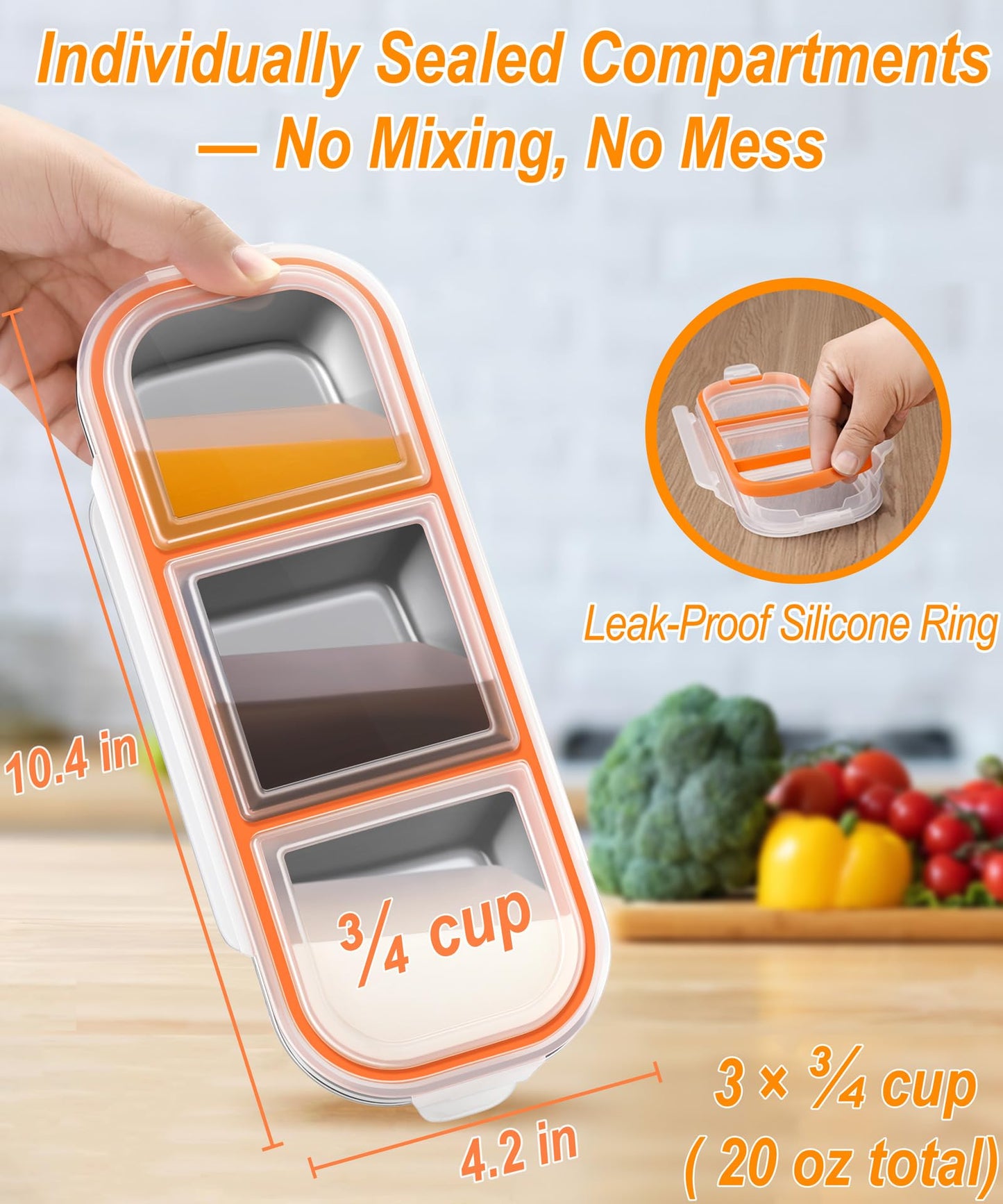 3 Pack Stainless Steel Snack Containers