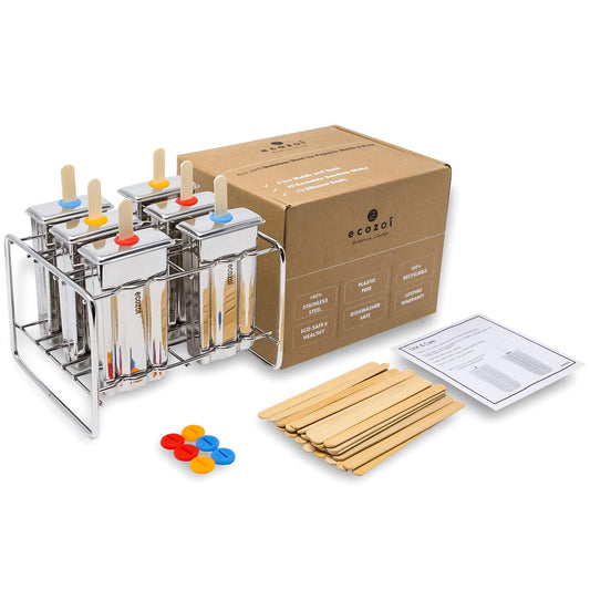 Ecozoi Stainless Steel Popsicle Molds and Rack