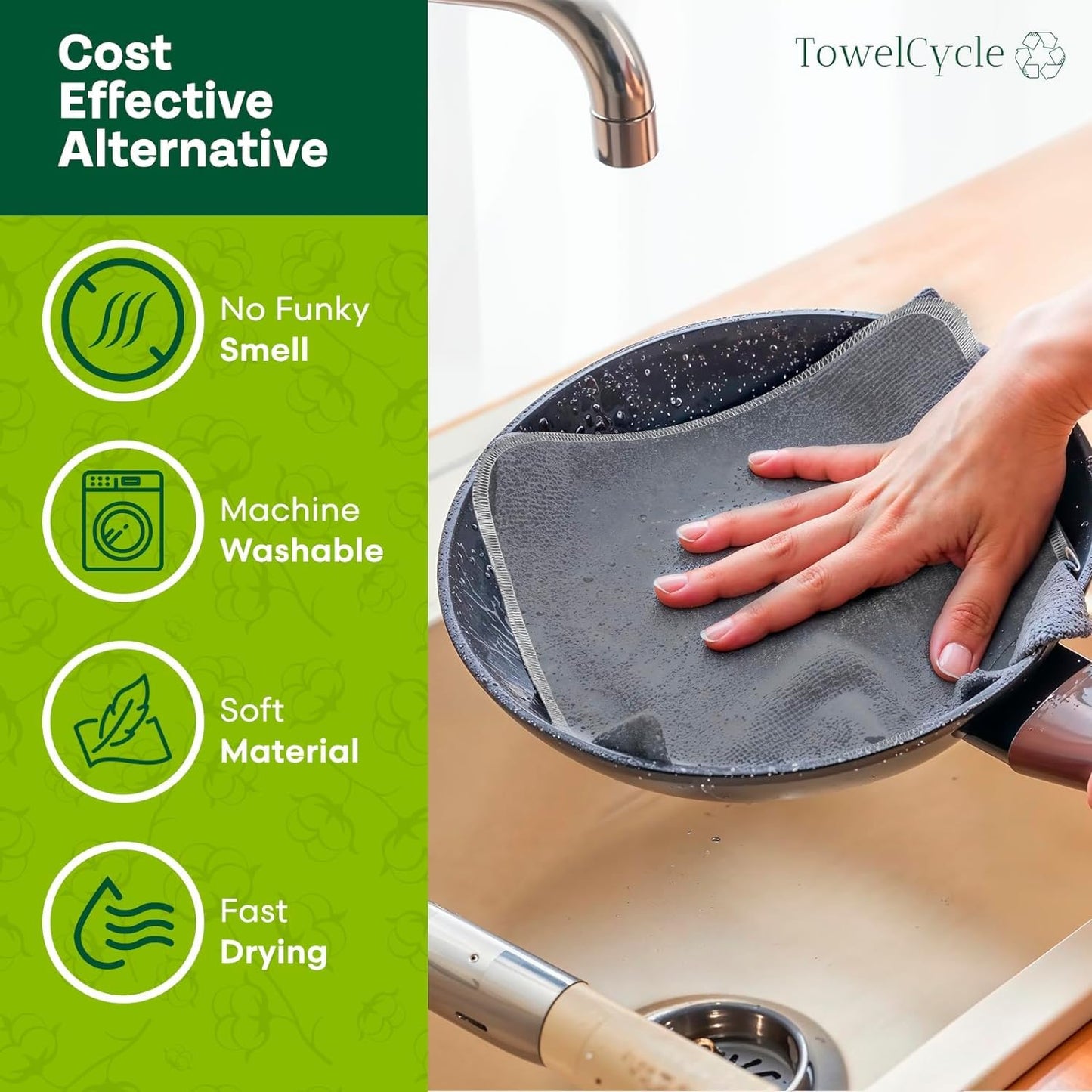 Reusable Paper Towels (24 Pack) - 100% Cotton Hand Towels for Kitchen