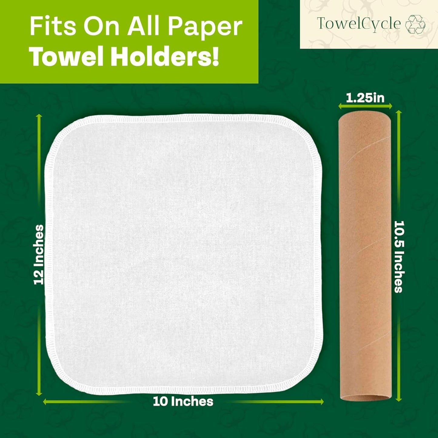 Reusable Paper Towels (24 Pack) - 100% Cotton Hand Towels for Kitchen