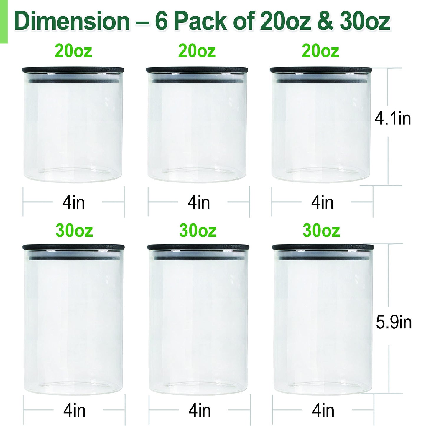 Glass Jars with Black Bamboo Lids
