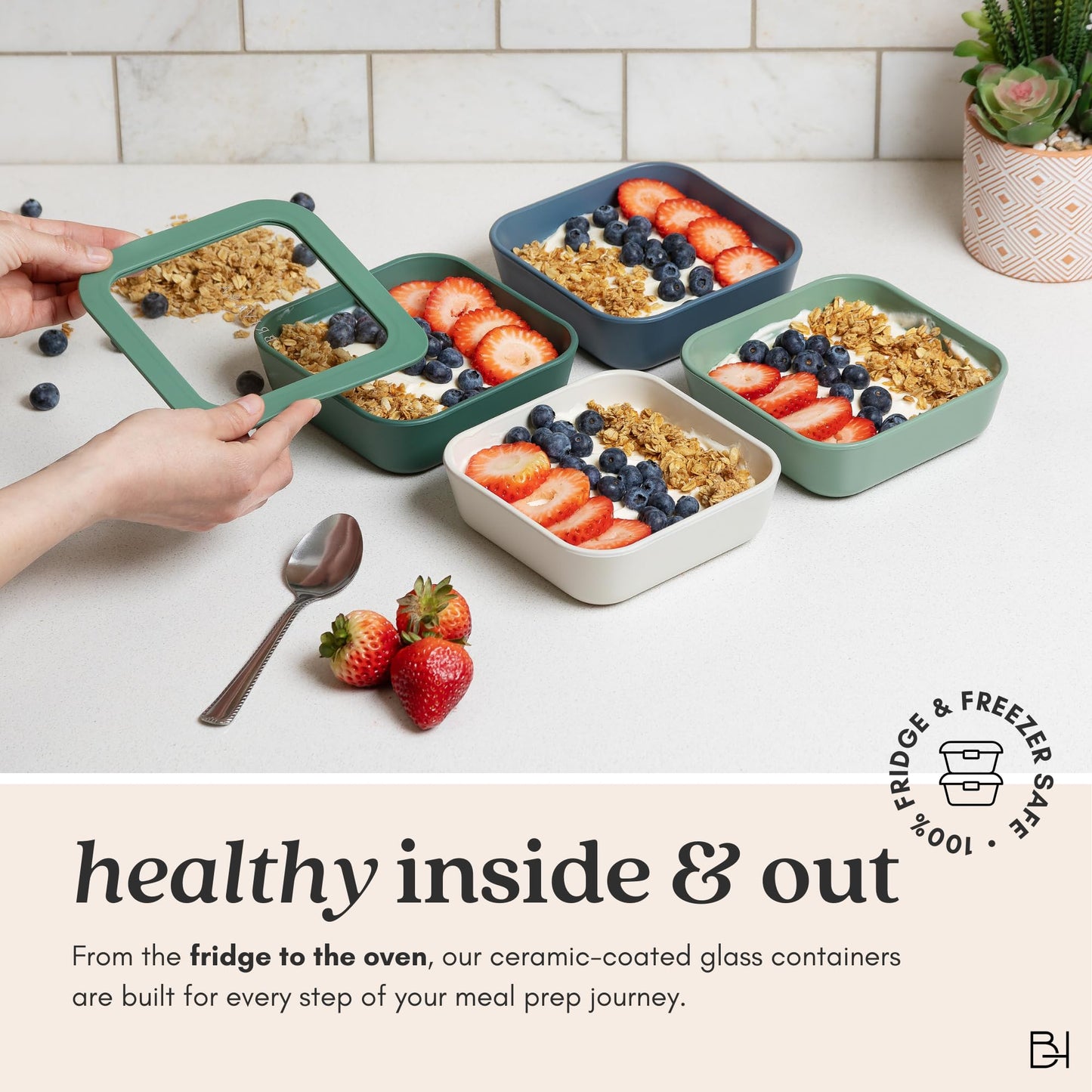 Ceramic Coated Glass Food Storage Containers