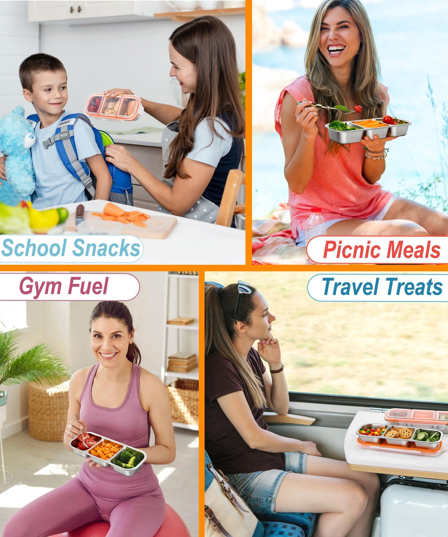 3 Pack Stainless Steel Snack Containers