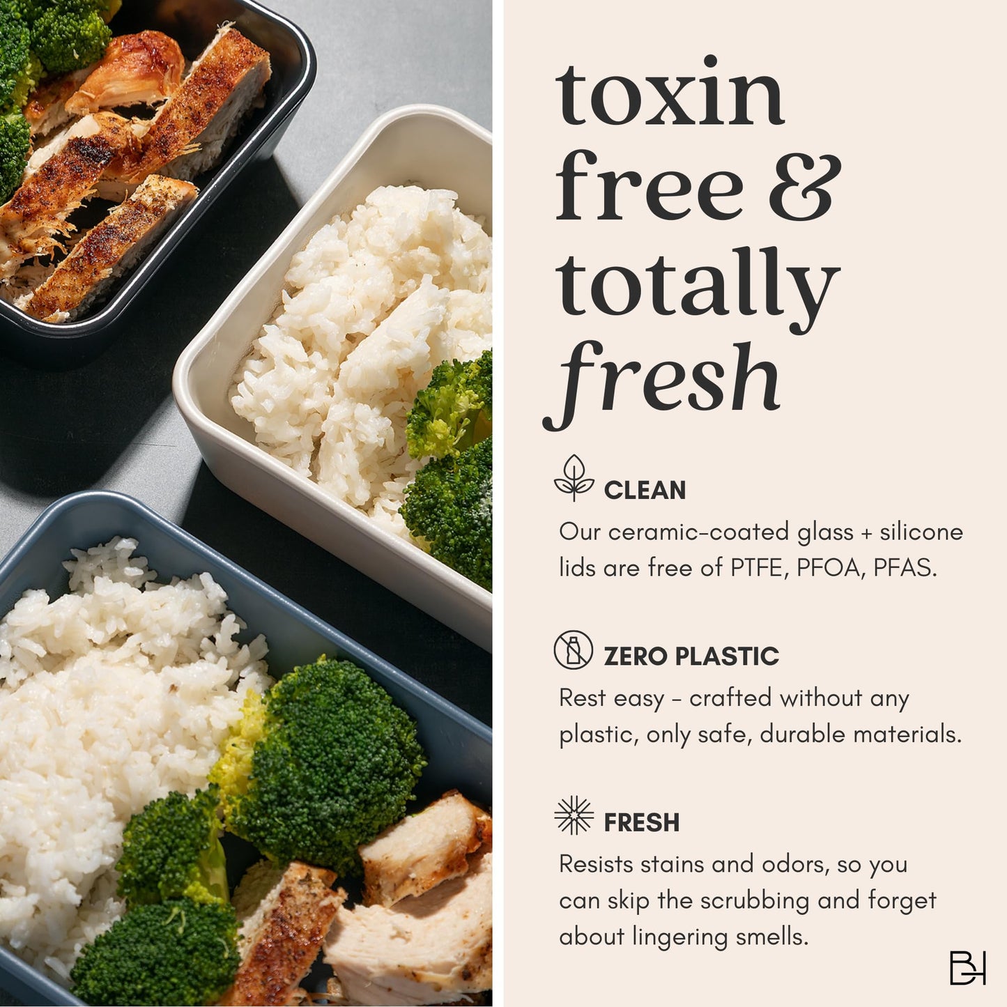 Ceramic Coated Glass Food Storage Containers