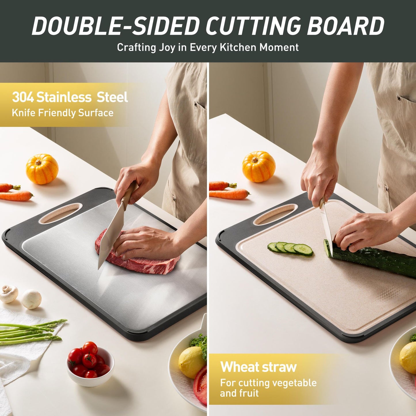 2 in 1 Stainless Steel Cutting Board