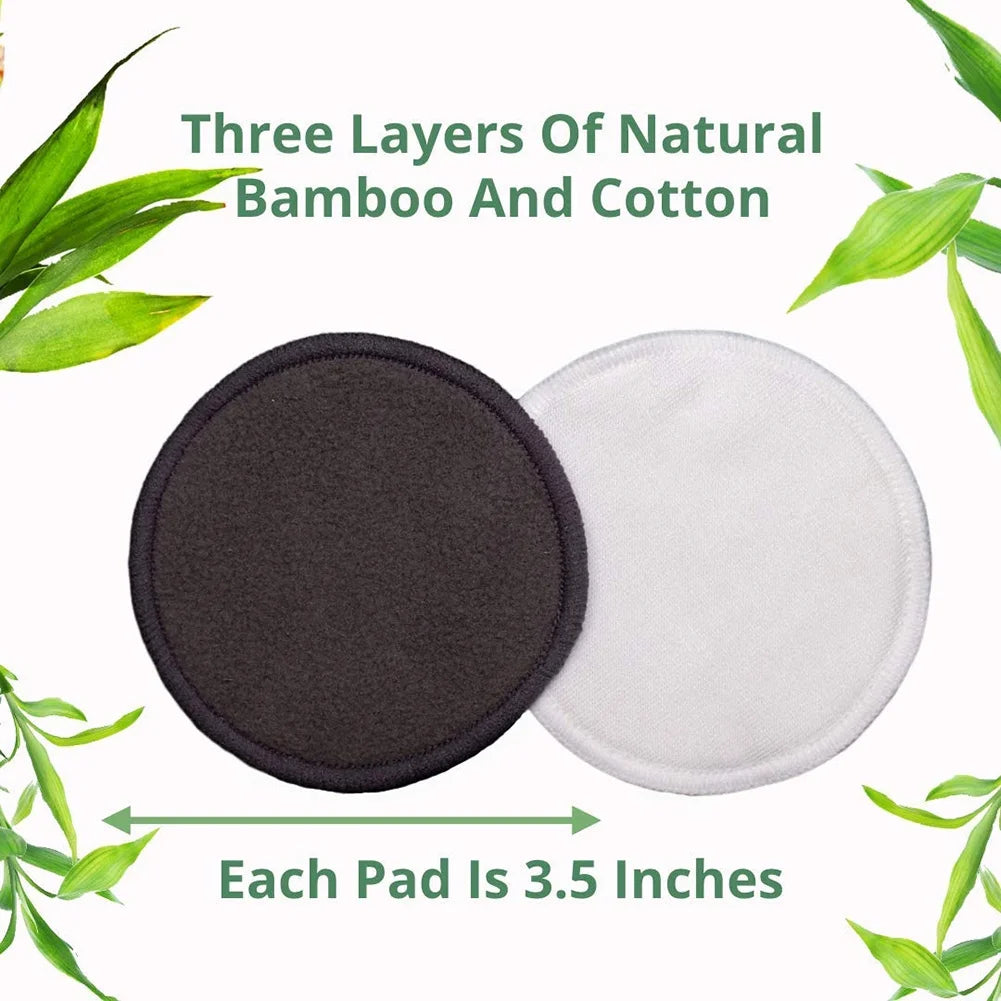 16 Packs Organic Reusable Makeup Remover Pads, Washable Eco-Friendly Natural Bamboo Cotton Rounds for All Skin Types with Cotton Laundry Bag