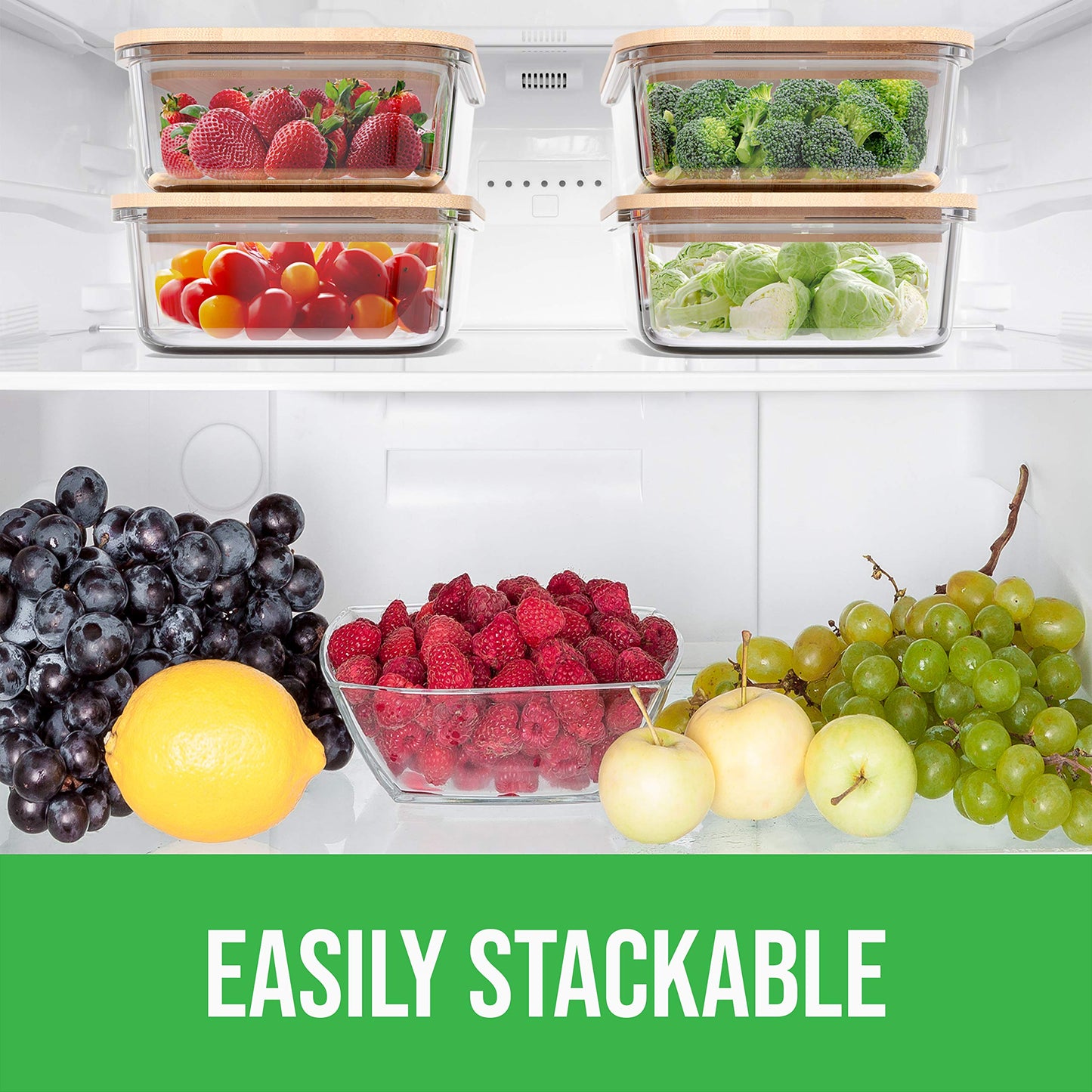 Glass Food Storage Containers with Bamboo Lids