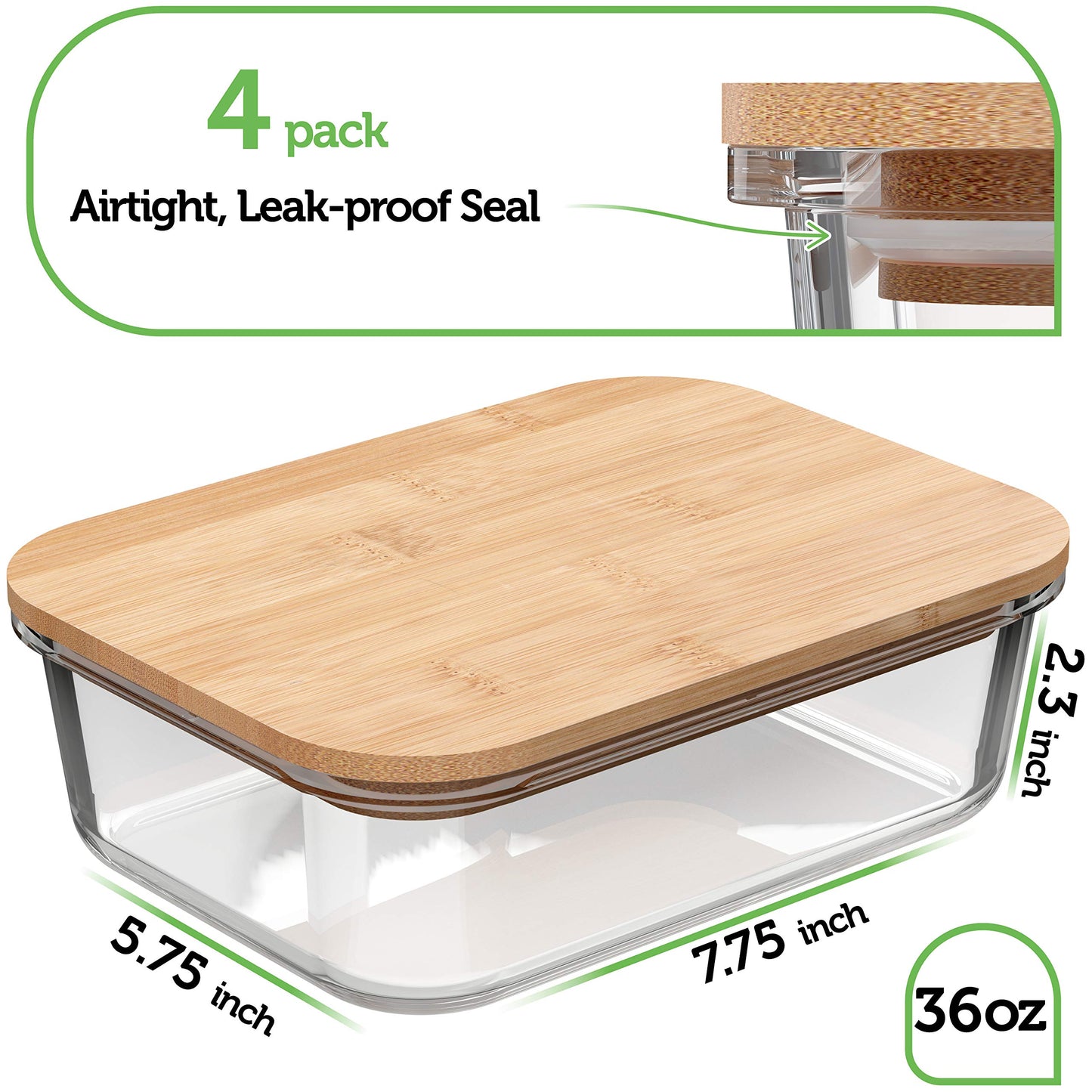 Glass Food Storage Containers with Bamboo Lids